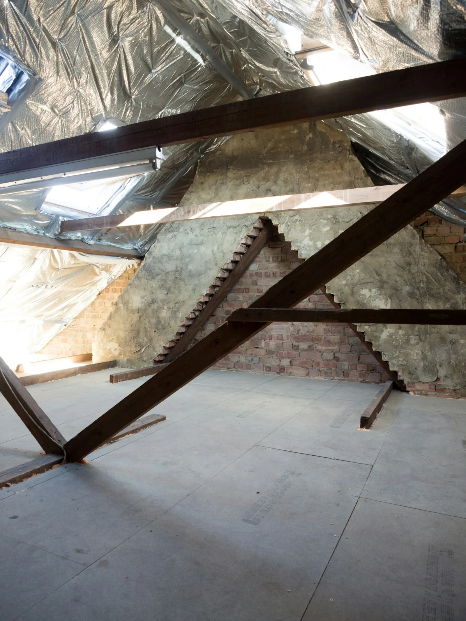 Ceiling and attic framing with insulation